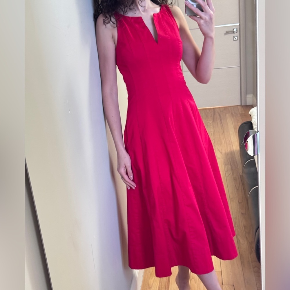 AQUA  Red Paneled Midi Dress in XS Size